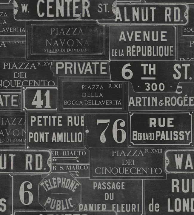 Vintage Signs Wallpaper - Gray