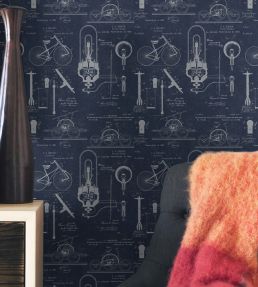 Patents Room Wallpaper - Blue