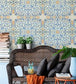 Spanish Tile Room Wallpaper - Blue