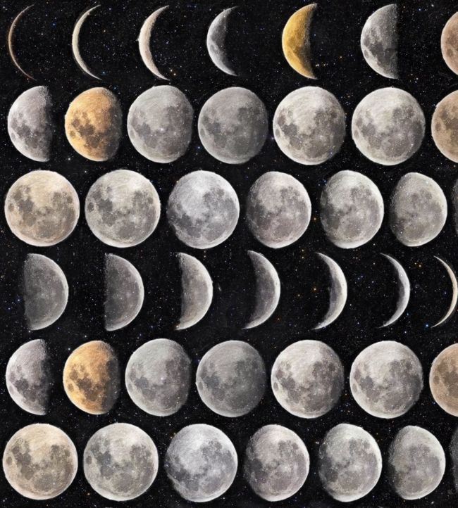 Moon Phases Wallpaper - Gray