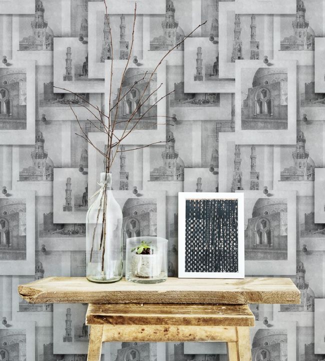 Arabian Monuments Room Wallpaper - Gray