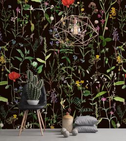 Aquafleur Room Wallpaper - Black
