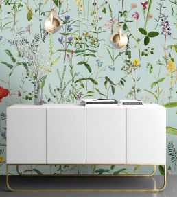 Aquafleur Room Wallpaper - Teal