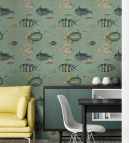 Poissons Room Wallpaper - Teal