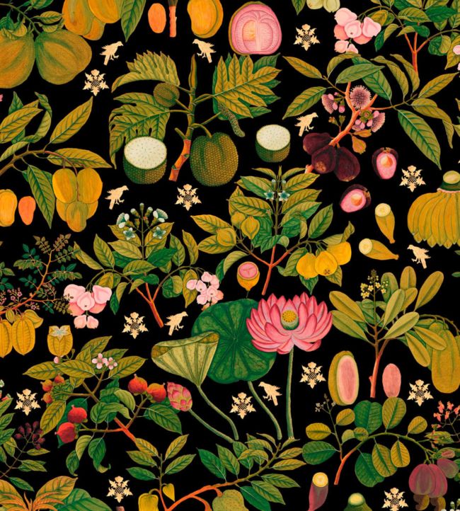 Asian Fruits And Flowers Wallpaper - Green