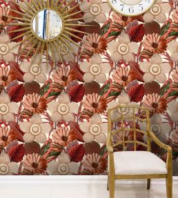 Water Lilies Room Wallpaper - Red