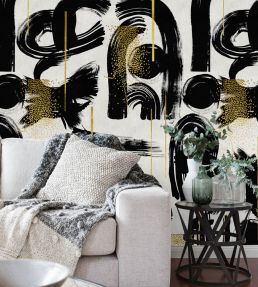 Gestural Abstraction Room Wallpaper - Black