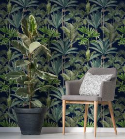 Palmeras Room Wallpaper - Green