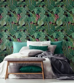 Tropical Foliage Room Wallpaper - Green