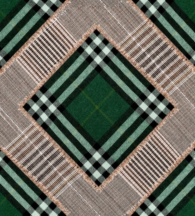 Checkered Patchwork Wallpaper - Green