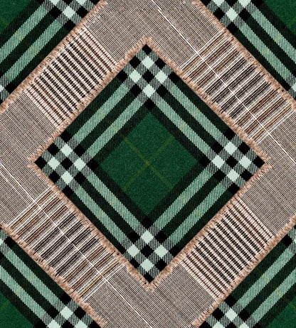 Checkered Patchwork Wallpaper - Green