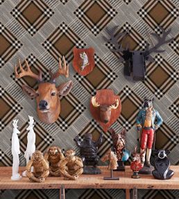 Checkered Patchwork Room Wallpaper - Sand