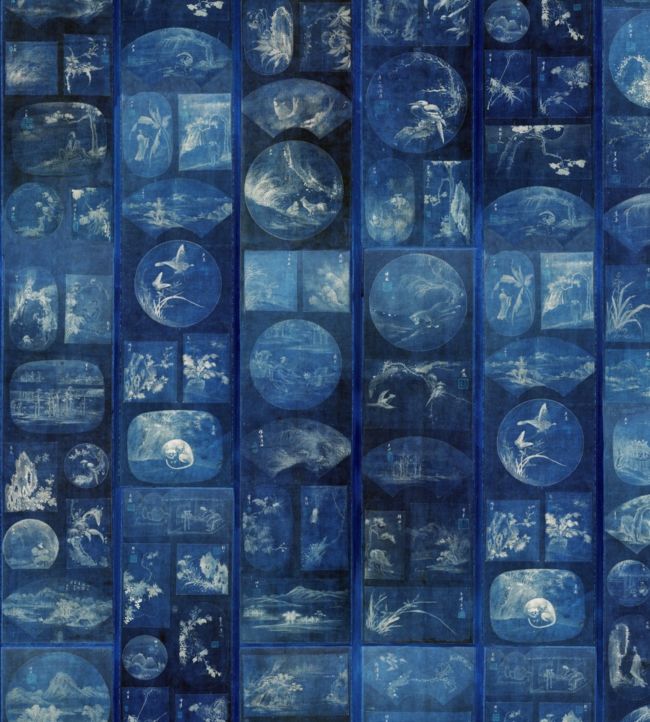 Aizome Collage Wallpaper - Blue