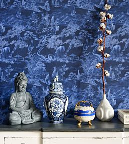 Asian Scenery Room Wallpaper 2 - Blue