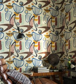 Suspended Forms Room Wallpaper - Multicolor