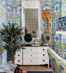 The Villa Room Wallpaper - Blue