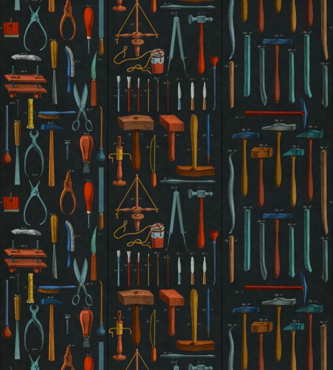 Old Tools Wallpaper - Blue 