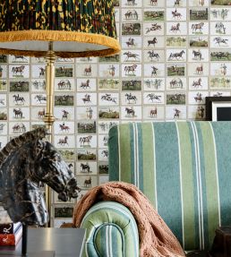 English Equestrian Stamps Room Wallpaper 2 - Brown