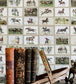 English Equestrian Stamps Room Wallpaper 3 - Brown
