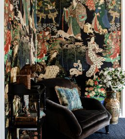 Samurai and Geisha Room Wallpaper - Green