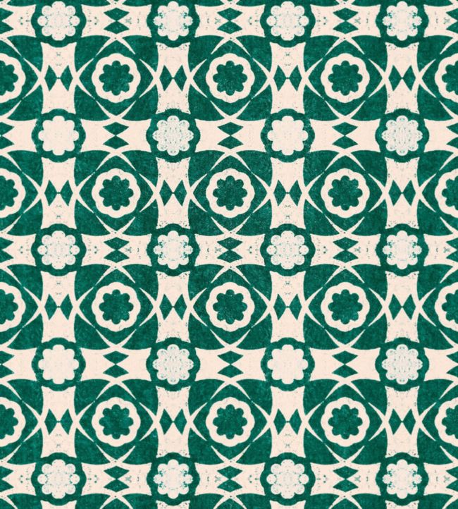 Aegean Tiles Wallpaper - Green