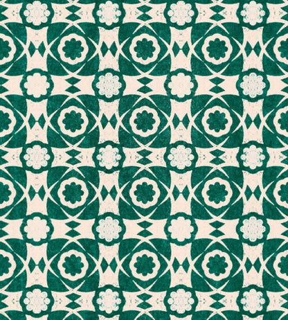 Aegean Tiles Wallpaper - Green