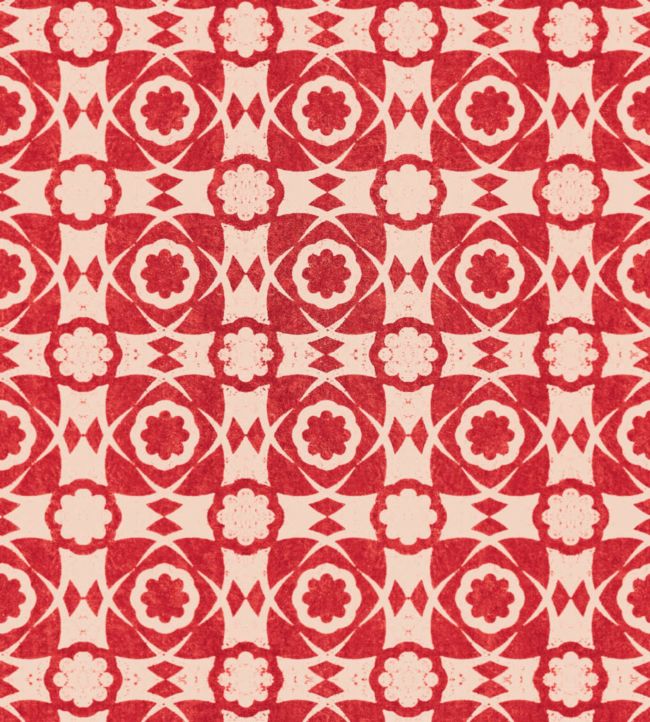 Aegean Tiles Wallpaper - Red