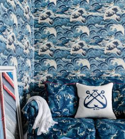 Sea Waves Room Wallpaper - Blue