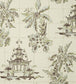 Pagoda And Palms Wallpaper - Green 