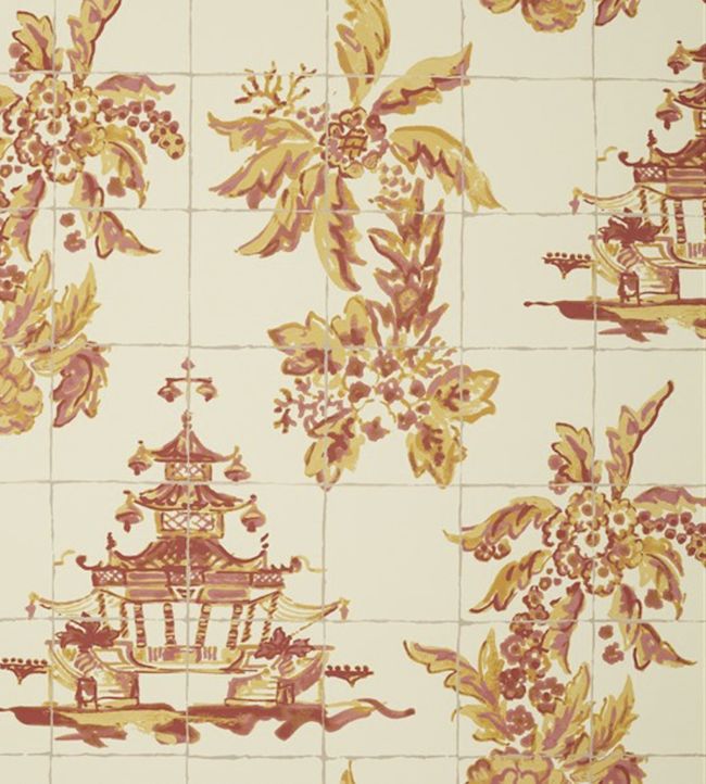 Pagoda And Palms Wallpaper - Sand