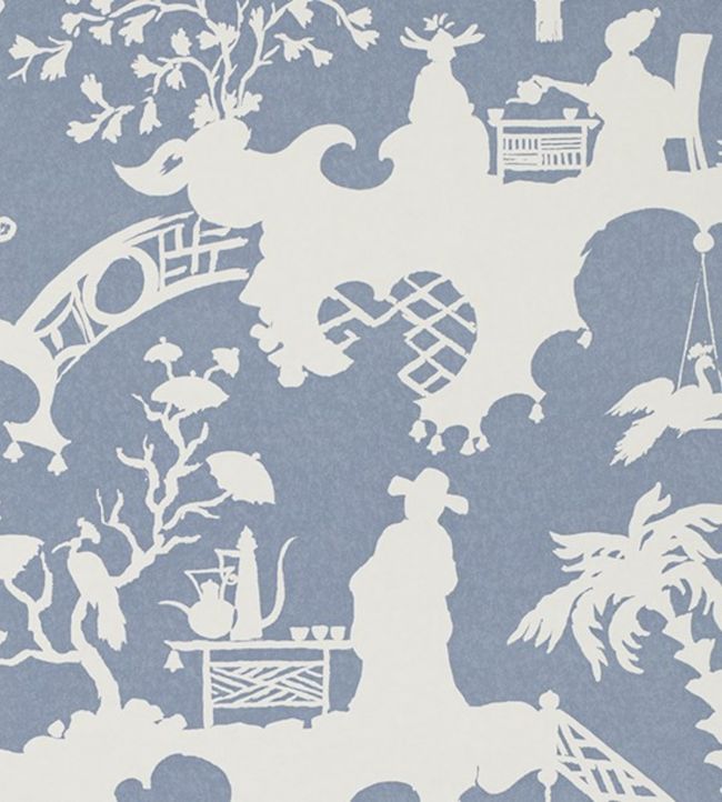 Tea Party Wallpaper - Blue 