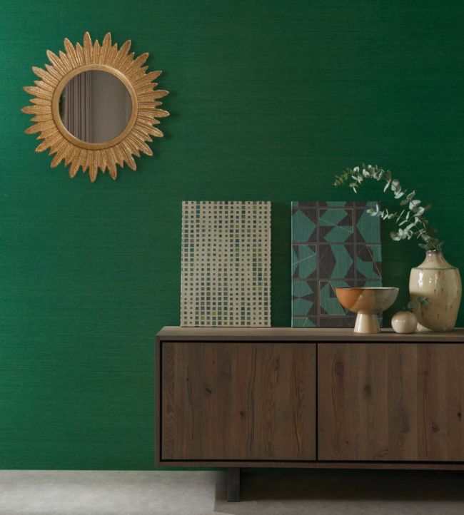 Kanoko Grasscloth Room Wallpaper - Green