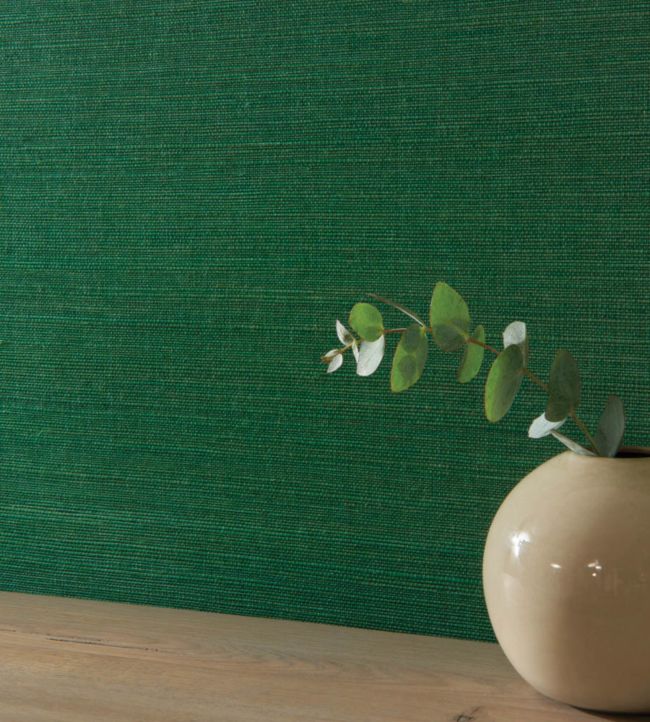 Kanoko Grasscloth Room Wallpaper 3 - Green