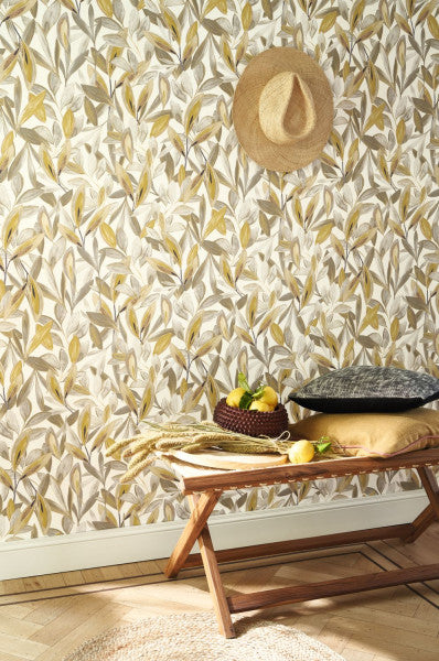 Hojas Room Wallpaper - Yellow