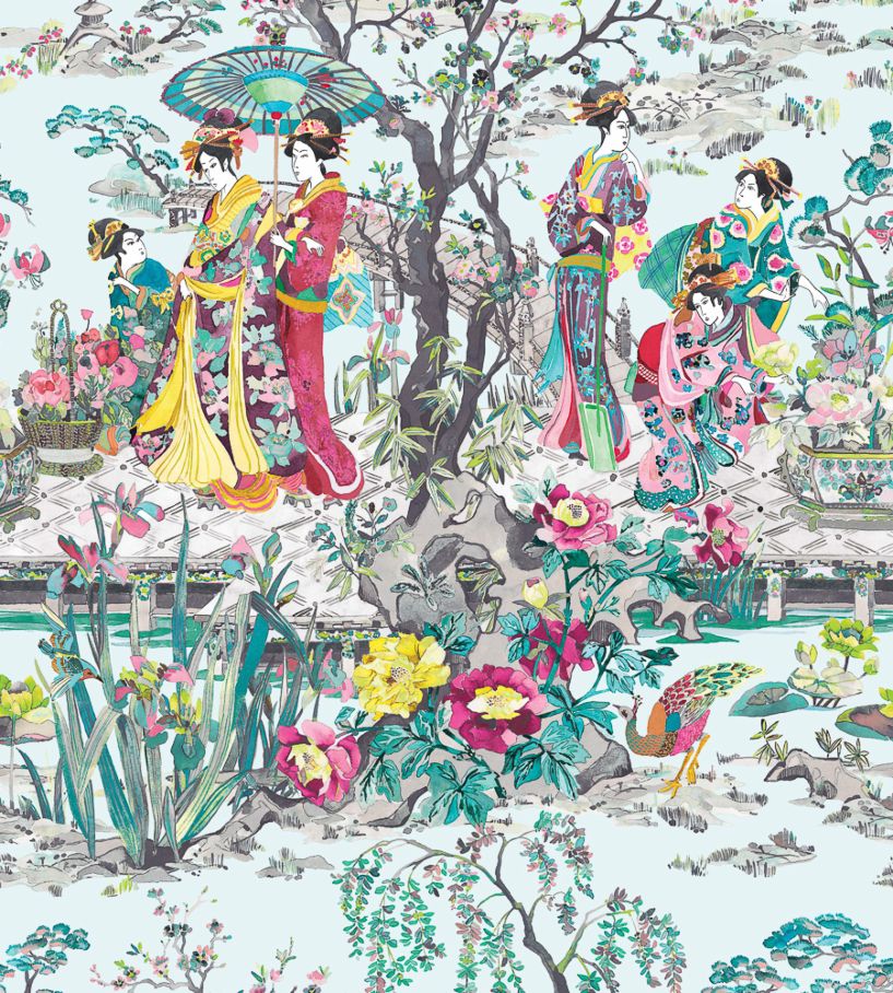 Japanese Garden Wallpaper - Teal