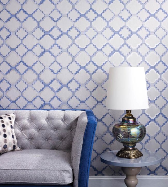 Quatrefoil Room Wallpaper - Blue