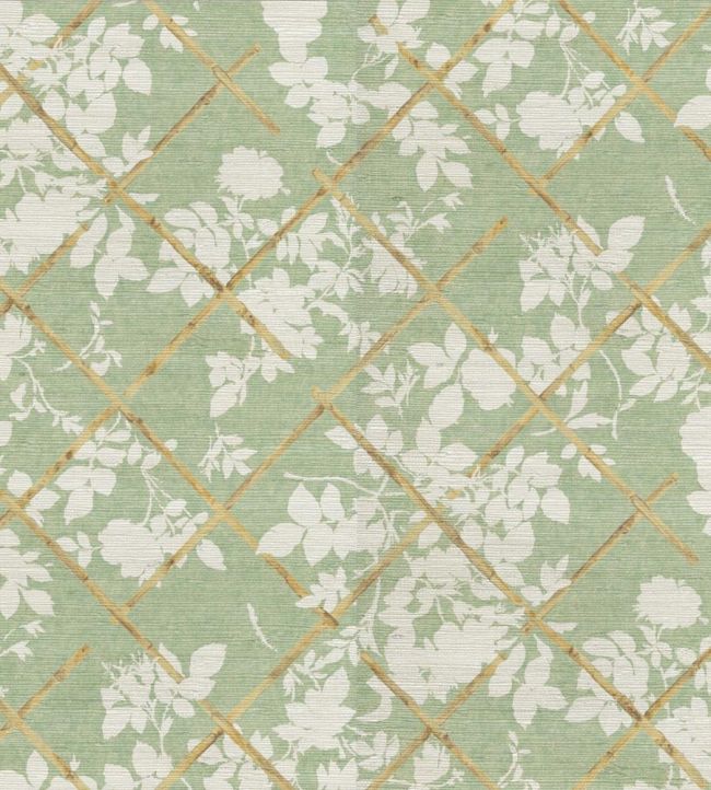 Cameo Trellis Grasscloth Wallpaper - Green