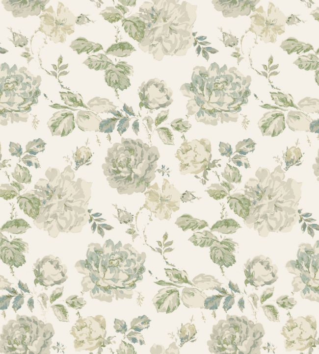 Roses Glacees Wallpaper - Green
